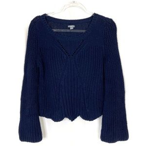 Aerie | Navy Knit Bell Sleeve Sweater